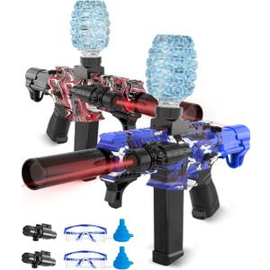 2 Pack Electric Gel Ball Blaster, High Speed Automatic Splatter Ball Blaster with 80000+ and Goggles, Rechargeable Splatter Ball Toys for Outdoor Activities Game Party (2 Pcs -Redblue)