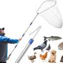 Chicken Catching Net ,Chicken Catcher Leg Hook , Extendable from 33" to 75.5" Made of Stainless Steel Tube Suitable for Catching Small Duck, Goose, Bird, Skunk Bat and Fishnet etc,15.3 x 23.2 Inch Net