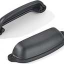 khtumeware 10 Pack Matte Black Cup Pulls 3 Inch Center to Center - Cabinet & Drawer Handles for Kitchen Hardware