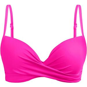 Aqua Eve Women Underwire Bikini Top Only - 2025 Push Up Swim Top Padded Bra Swimsuit (X-Small, Hot Pink)