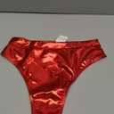 Kepblom Women's Thong Metallic Rave Bottoms Shiny High Waisted Panties for Festival Clubwear Dancing (Red), XS