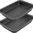 Tiawudi Cake Pan, Nonstick Baking Pan for Cake, Bread, Brownie or Lasagna, Heavy Duty Baking Dish with Diamond Texture Pattern and Wide Grips, Set of 2 (Gray)
