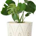 Gepege 10 Inch Plant Pot, Creamy White Ceramic Planter with Drainage Holes and Saucers for Plants Indoor and Outdoor Flower Pot