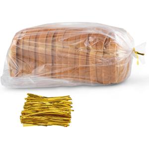 Bread Bags with Ties, Reusable,60 Clear Bags and 60 Ties, Bread Bags For Homemade Bread And Bakery Loaf Adjustable Reusable(60), Large, Small