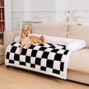 FUNNY FUZZY Pet Couch Covers for Sofa, Large Couch Cover for Dogs Washable Cream Square Plaid Pet Bed Mat for Furniture Protector Sofa Cover for Pets, Large, Black