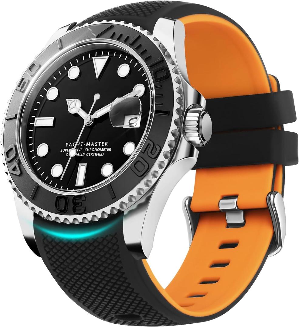 Fullmosa 22mm 20mm 24mm Silicone Watch Bands No Gaps Compatible for Samsung Galaxy Watch 7 6 5 4 3,Galaxy Watch 46mm 42mm,Garmin (Black+Orange) Fullmosa 22mm 20mm 24mm Silicone Watch Bands No Gaps Compatible for Samsung Galaxy Watch 7 6 5 4 3,Galaxy Watch 46mm 42mm,Garmin (Black+Orange)
