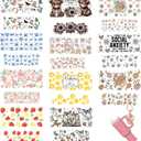 42pcs Cherry Shell Sun Full Cups MINI UV DTF Keychain Wrap Ghost Bow Book Sunflower Coffee mini uvdtf Packaging for 40oz Tumbler Key Pendant Cake Happy Heart Butterfly Howdy Strawberry Cow Watermelon