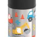 THERMOS FUNTAINER Water Bottle with Straw - 12 Ounce, Construction Site - Kids Stainless Steel Vacuum Insulated Water Bottle with Lid