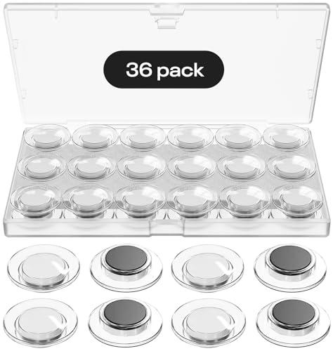 Optomni Clear Fridge Magnets, 30-Pack Transparent Round Magnets for Refrigerator, Office & Classroom – Small Whiteboard Accessories for Dry Erase Boards