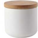 Food Storage Canister, Ceramic Kitchen Canisters with Airtight Seal Bamboo Lid, Food Storage Jar for Tea, Coffee Bean, Spice, Sugar 260ml/ 800ml/ 1000ml (260ml-8.2 x 8.3cm) (White)
