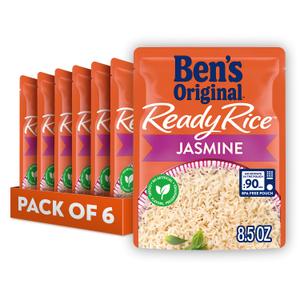 BEN'S ORIGINAL Ready Rice Jasmine Rice, Easy Dinner Side, 8.5 OZ Pouch (Pack of 6), Best Before 11/2026