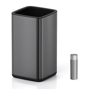 Mbillion Open top Trash Can with Removable Inner Bucket 4Gal/15L Small Waste Basket Stainless Steel Metal Trash Can for Bathroom Office,Brushed Black