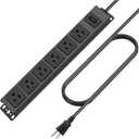 HHSOET Wall Mount Magnetic Power Strip, Under Desk 6 Outlet Mountable Socket, Metal Long Heavy Duty Surge Protector for Garage, Shop, Gaming Table Or Workspace, 10FT Extension Cord