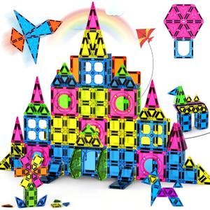 250 PCS 3D STEM Educational Magnetic Tiles for Kids Magnetic Blocks for Kids Magnetic Building Blocks Set (Christmas)