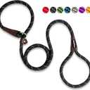 PetiFine Slip Lead Dog Leash - 6FT x 1/2" Reflective Durable Training Rope, Heavy Duty Adjustable Nylon for Small Medium Large Dogs (Black)