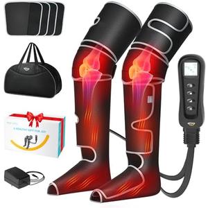 ALLJOY Leg Massager for Circulation and Pain Relief FSA, Gifts for Men Women Dad Mom, Leg Massager with Heat and Compression, 2 Heat 5 Modes 4 Intensities 4 Extenders
