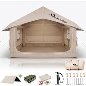 SENLEETO Inflatable Tents for Camping, Large Inflatable Camping Tent with Hand Pump, Easy Setup Tents for 4-6 People, Portable Glamping Tent
