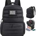 MOZETO Laptop Lunch Backpack for Men, Tactical Inspired Utility Anti-Theft Work Bag with Cooler Compartment Lunchbox (Black, 17 Inch)