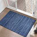Beeiva Moroccan Entry Rug for Inside House, 2x3 Washable Non Slip Indoor Area Rug for Entryway, Geometric Printed Low Pile Door Mat for Kitchen, Bathroom, Bedroom - Blue