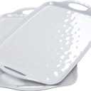 TP Large Serving Trays with Handles, 19" x 12" Melamine Serving Platters for Food, Turkey, Set of 2 Rectangular Trays for Party, Pure White