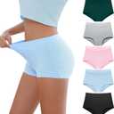 Migbean Boy Shorts Underwear for Women - Boxers for Women, Women's Cotton Underwear Boyshorts (M, Blue-5pack)