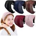 LONEEDY 5 Pack Wide Hard Headband with Teeth for Women, Girlss Hair Band Pleated Cloth Fabric Hair Hoop Accessories (Mixed colors E)