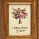 JANDERART Vintage Picture Frame 5x7 Inch, Antique Ornate Photo Frames with Glass Front, Brushed Design, Tabletop & Wall Hanging, Photo Gallery, Gold