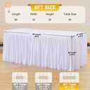 6 Packs White Tableclothes for 8 Foot Rectangle Tables, Wrinkle Free Fitted Table Cloth 8ft Stretch Table Cover with Skirt for Parties Weddings Birthday Banquet Baby Shower