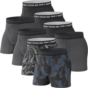 Pair of Thieves Soft Cotton Boxer Briefs for Men Pack (8 Pack) - Tagless Mens Underwear for All-Day Comfort and Support - Small - Black/Grey