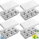 Domensi 4 Pack Stainless Steel Ice Cube Trays for Freezer Metal Ice Cube Trays with Lid Easy Release Molds Durable and Dishwasher Safe for Bars Kitchens Cocktail Freezer Whiskey