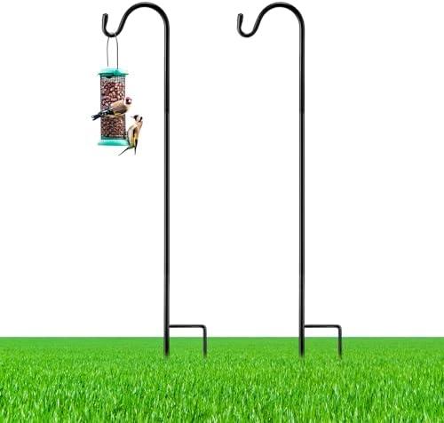 Yetene 2 Pcs 45 Inch Shepherds Hook for Outdoor Adjustable Bird Feeder Pole Metal Steel Shepard Hooks for Hummingbird Stand Feeder Pole for Garden Plant, Lantern, Hanging Wedding Decor - Black