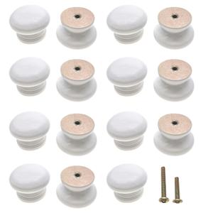 M MIMHOOY 15Pcs White Wood Knobs Drawer Knobs Vintage Mushroom Shape Wooden Dresser Knobs (Diameter: 1.34 Inch, Height: 1 Inch)