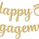 KatchOn, Gold Glitter Happy Engagement Banner - 10 Feet, No DIY | Engagement Party Decorations | engagement Party Banner | Engaged Banner, Bachelorette Party Decorations