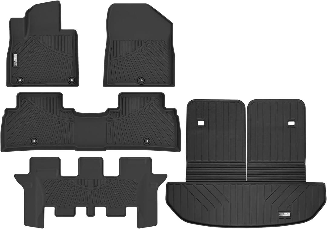 Floor Mats & Cargo Liner for KIA Sorento 2020 2019 2018 2017 2016,1st & 2nd & 3rd Row with Trunk mat Full Set, TPE All Weather Mats(Only Fits 7 Passenger Models)