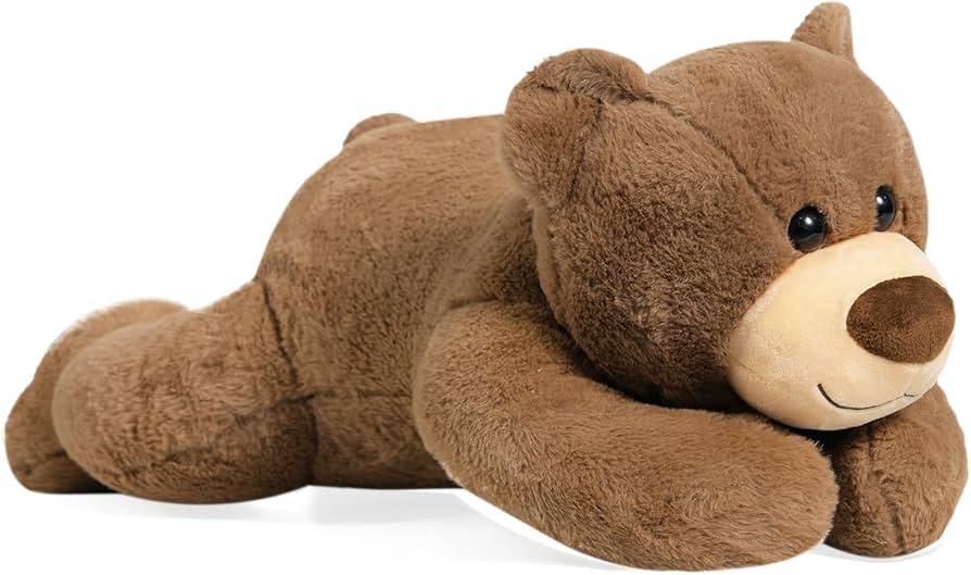 Fiosnow Weighted Stuffed Animals for Adults Brown Bear 3.5lbs 24" Weighted Plush Animals for Kids Throw Pillow Hugging Toys