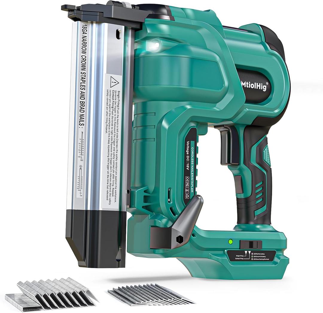 Cordless 2" Brad Nailer Compatible with Makita Battery(No Battery), 2-in-1 Electric Nail Gun/Staple Gun, 18 Gauge Nail Gun Battery Powered with 1000 Nails for Wood Carpentry, Adjustable Depth