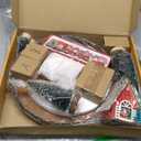 AMH 12 PCS Christmas Table Decorations Set with Oak Rotating Base  Xmas Town Village Centerpiece with Santa, Train, House, Trees & Figurines, Tabletop Decorations for Holiday Dining & Coffee Tables