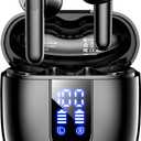 Wireless Earbuds, Bluetooth Headphones with Deep Bass Stereo, 48H Playback Ear Buds with LED Power Display, Lightweight, IPX7, in-Ear Earphones with Mic for iPhone/Android/iPad, Black