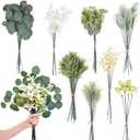 CCINEE 75pcs Artificial Greenery Stems Box Set, Faux Flowers Bouquet with Stems Fake Plants for DIY Wedding Bouquet Floral Arrangement Spring Home Table Decoration