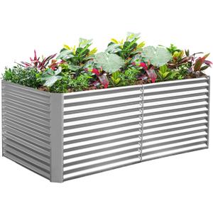Land Guard 6x3x3ft Rectangular Galvanized Raised Garden Beds, Large-Capacity Metal Planter Box Outdoor, Durable Deep Raised Garden Bed 3ft Tall, Raised Beds for Gardening Vegetables, Classic Silver