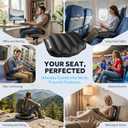 Inflatable Airplane Seat Cushion with Memory Foam | 3D Scalloped Air Baffles | Sit-to-Adjust Firmness | 2-in-1 Seat Pad & Lumbar Support, Tailbone Relief | 30s Inflate & 1s Deflate | Travel & Office, Black