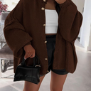 PRETTYGARDEN Women's Winter Button Down Cardigan Sweaters Mock Neck Lantern Long Sleeve Chunky Knit Jacket Trendy Outerwear M