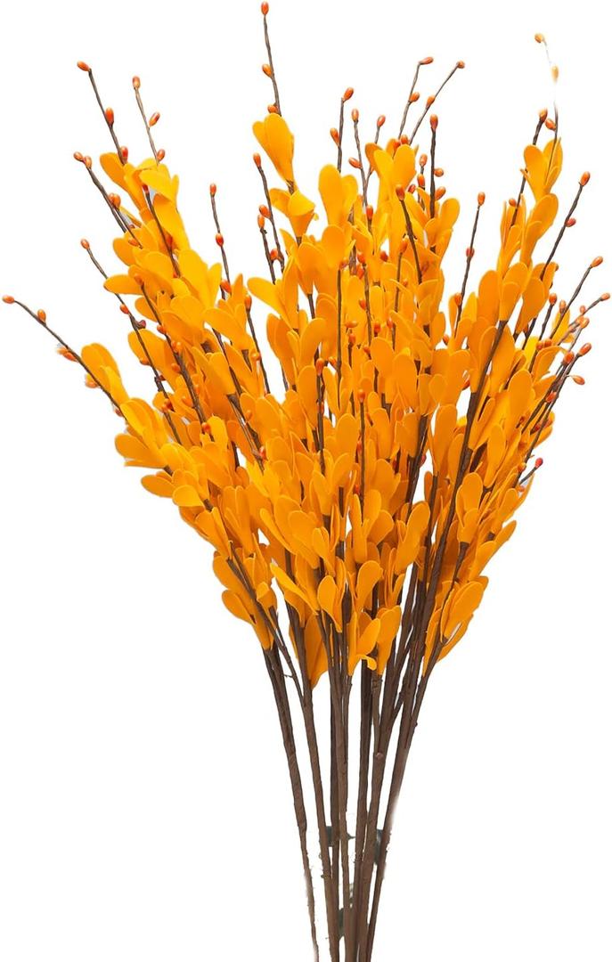 UiiziC Artificial Flowers Jasmine 8 PCS 31"/80cm Faux Plants Bulk Fake Flower Bouquet for Vase Fillers Floral Arrangement Wreath Wedding Party Bouquets Garden Centerpieces Decor (Orange)