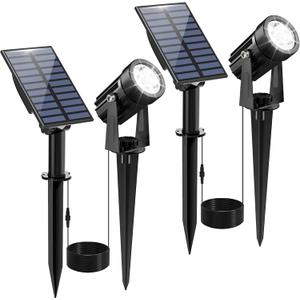 Solar Spot Lights Outdoor, Solar Landscape Spotlights IP65 Waterproof 9.8ft Cable, Auto On/Off Outdoor Wall Lights for Garden Yard Driveway Porch Walkway Pool (6000K White 2 Pack)