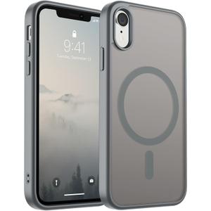 SUPFINE Magnetic for iPhone XR Phone Case(Compatible with MagSafe)(Military Grade Drop Protection) Slim Translucent Matte Shockproof with Anti-Fingerprint Phone Case,Gray