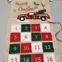 GMOEGEFT Burlap Advent Calendar 2025 Countdown to Christmas with Truck Applique Hanging Xmas Home Wall Fabric Decoration