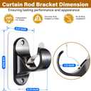 MUAKIOY Black Curtain Rod Hooks, No Drilling Self Adhesive Curtain Brackets, Adjustable Stick on Wall Curtains Pole Hangers for Bathroom, Bedroom, Livingroom, Kitchen (12 Pack)