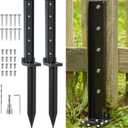 2-Pack Fence Post Repair Kit Heavy Duty 32in Fence Post Anchor Thickened 13 Stainless Steel Screw-Connected for Repairing Tilted and Broken Wooden Post