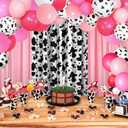 57 Pcs Western Cowgirl Party Decorations 2 Pink and 1 Cow Chiffon Backdrop Curtains 50 Cow Theme Balloons with Accessories for Farm Animal Cow Theme Birthday Party Photo Supplies