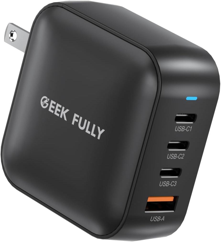 200W GaN Wall Charger | 4-Port Fast Charging Station (3xUSB-C PD3.0 + USB-A QC3.0) | Compact Power Adapter for MacBook Pro 16" M3/iPhone 17 Pro Max/Samsung S25 Ultra | UL Certified